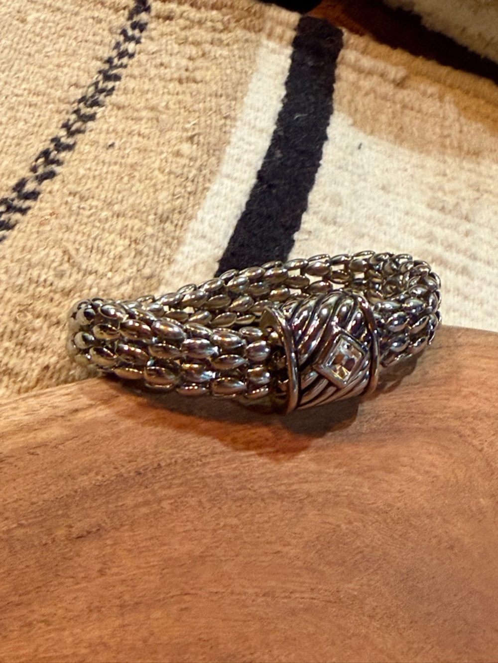 💎 Silver Tone Multi Strand Beaded
Bracelet Woven Cable Style Crystal
Clasp - Picture 3 of 9